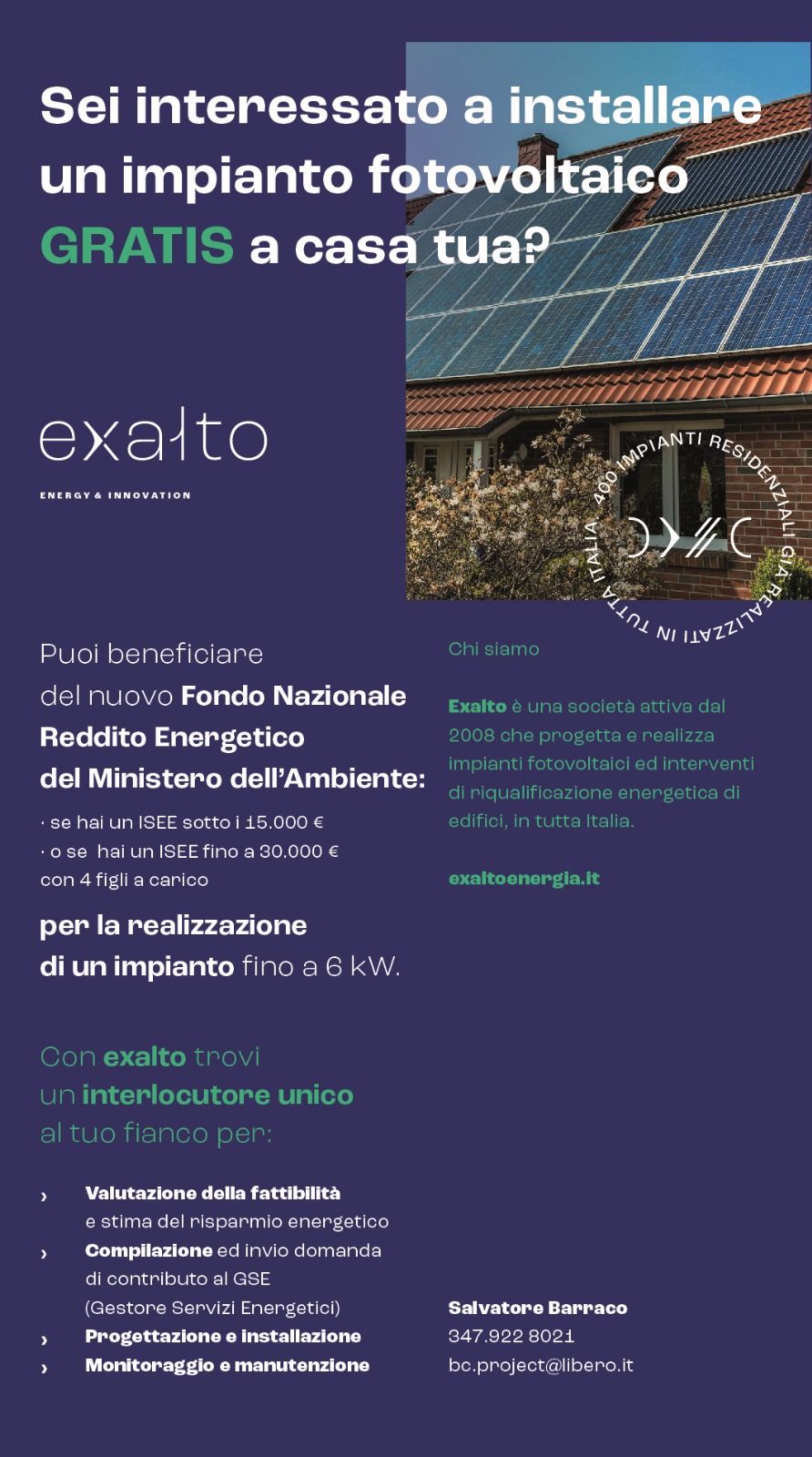 Sei interessato a installare un impianto fotvoltaico GRATIS a casa tua?